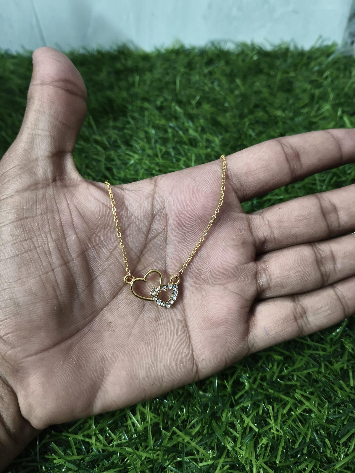 Women's Dual Heart Pendant with Chain | Romantic Micro-Plated Necklace for Girls & Women