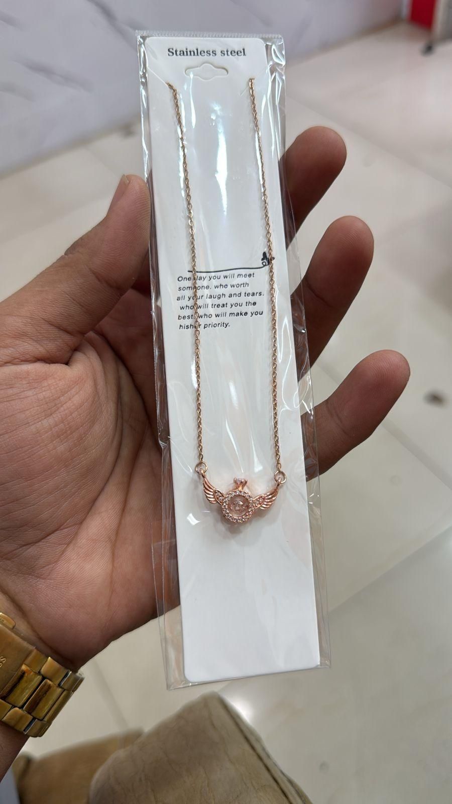 Rose Gold Angel Wings Pendant Chain – A Symbol of Elegance & Protection