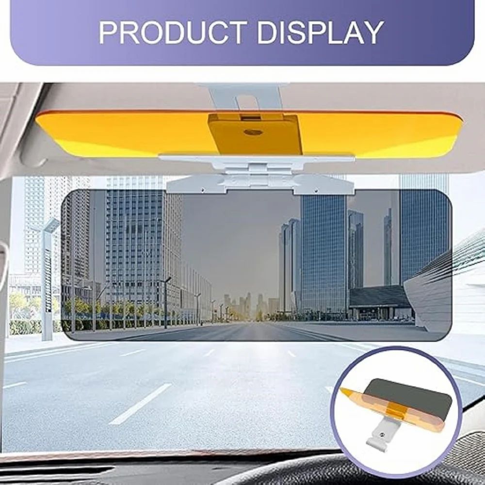 2-in-1 HD Car Sun Visor for Day & Night Vision – Anti-Glare Windshield Extender