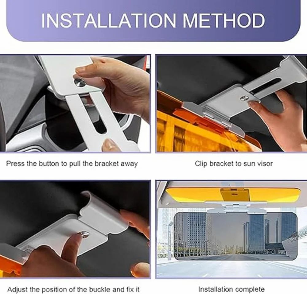 2-in-1 HD Car Sun Visor for Day & Night Vision – Anti-Glare Windshield Extender