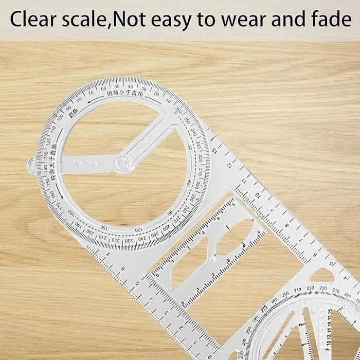 All-in-One Geometry & Angle Ruler | Perfect for School, Drawing & Office Projects