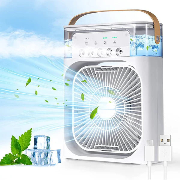 Portable Air Cooler Fan with 7-Color LED | Personal Mini AC for Home & Office
