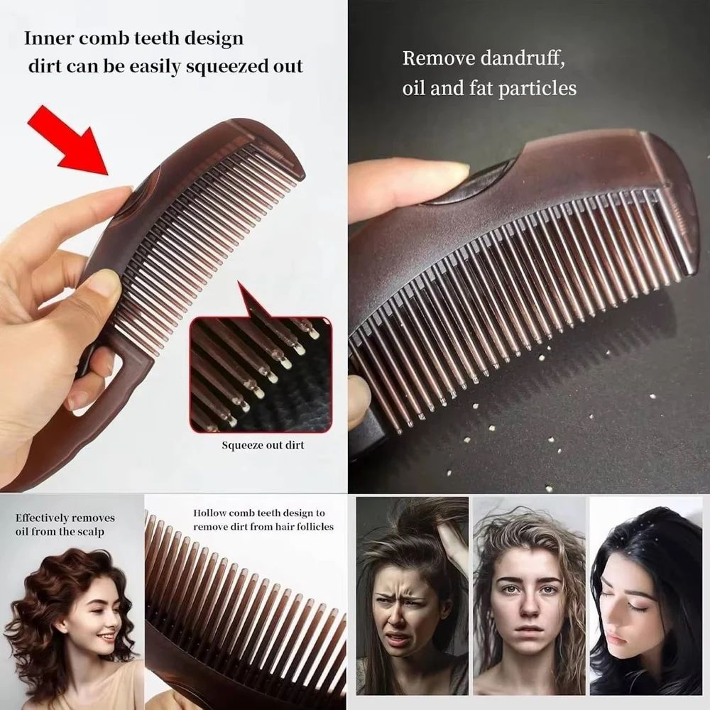 2-in-1 Dandruff & Lice Removal Comb – Stainless Steel Anti-Nit Hair Scalp Cleaner for Adults & Kids