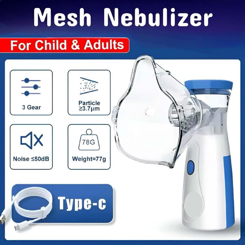 Portable Mesh Nebulizer for Kids & Adults – USB Rechargeable, Silent & Compact