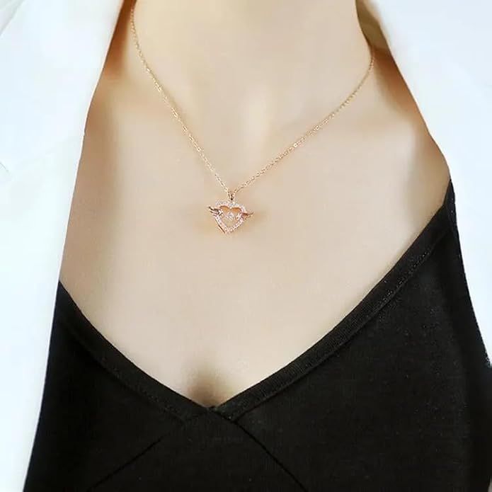 Heart With Wings Pendant Necklace for Women – Stylish & Symbolic Jewelry Gift