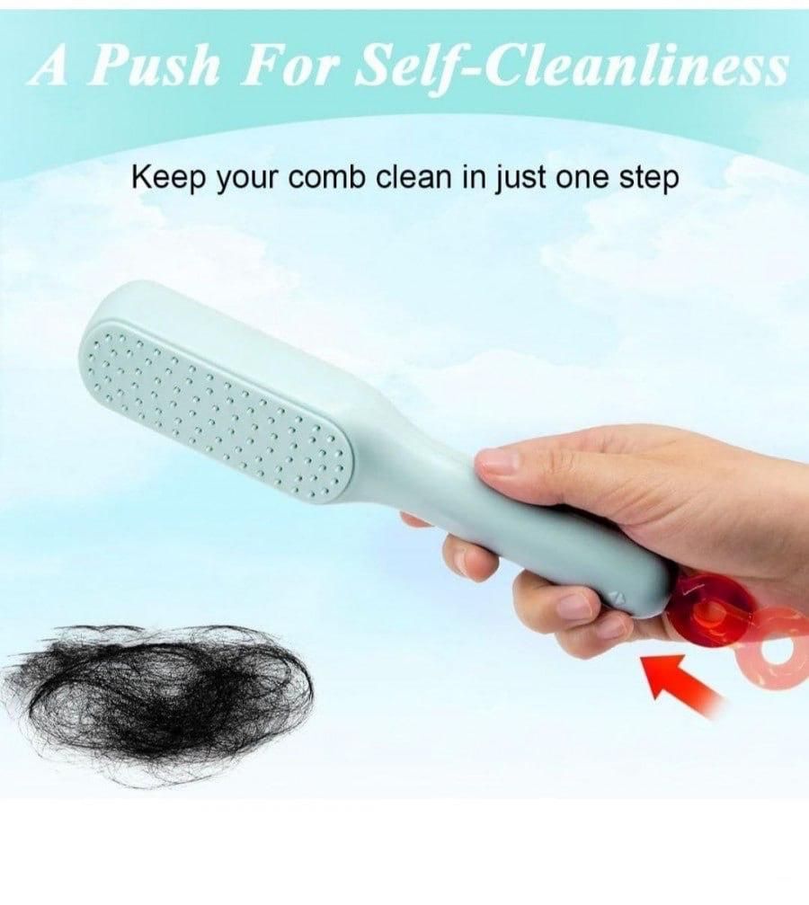 Self-Cleaning Hair Comb – One-Pull Clean Anti-Static Massage Detangler