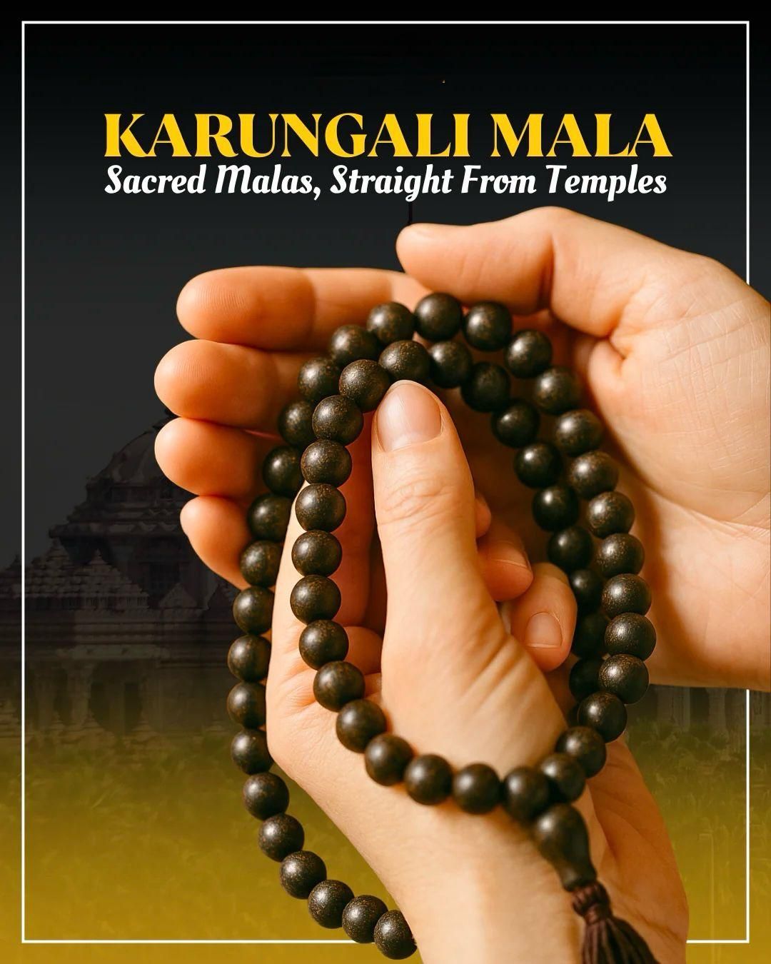 Original Karungali Mala – 108 Ebony Wood Prayer Beads for Meditation & Protection