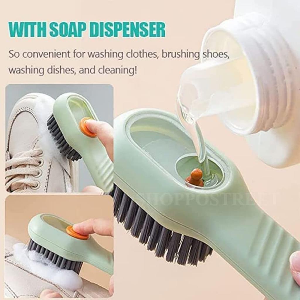 Soap Dispensing Shoe Brush with Handle – Effortless Scrubbing & Cleaning(Pack of 2)