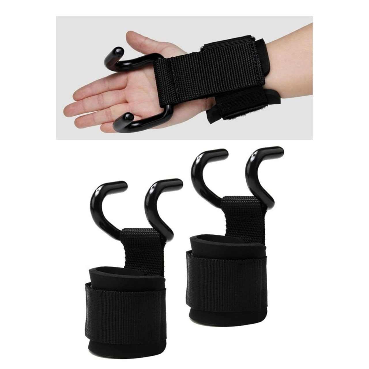 Heavy-Duty Weight Lifting Hooks – Dual Gear Grip, Adjustable Wrist Support, Men & Women