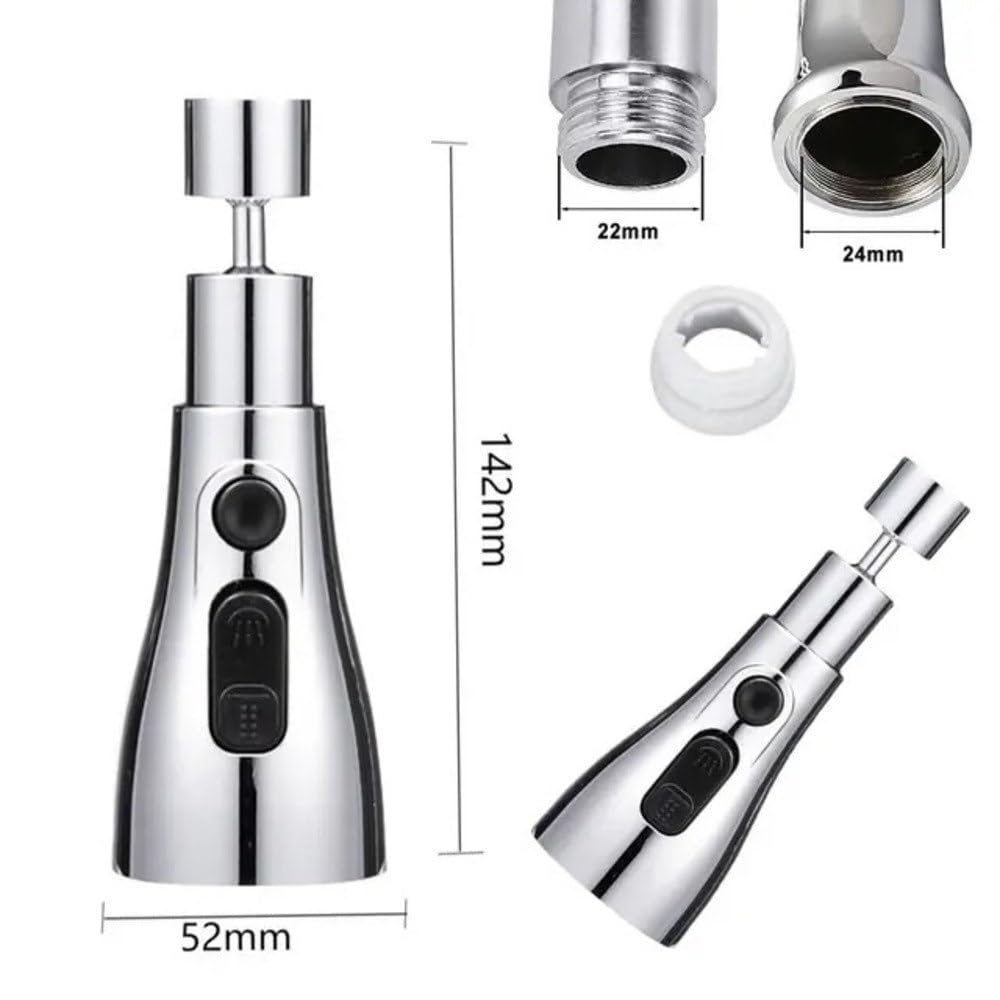 Adjustable 3-in-1 Kitchen Faucet Extender – 360° Swivel & Water-Saving Aerator