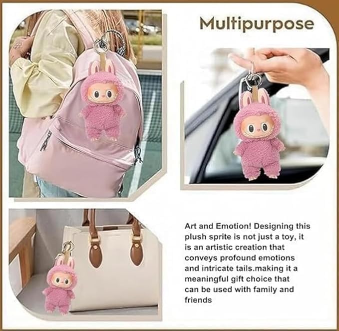Labubu Plush Doll | Soft Collectible Toy Keychain | Random Design Cartoon Figure