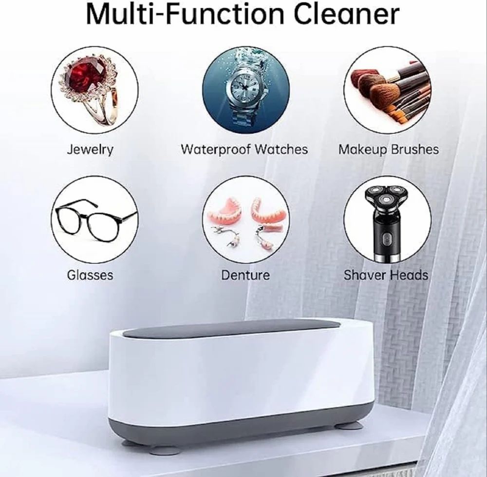 Mini Ultrasonic Jewelry Cleaner – Portable Sonic Cleaning Machine for Rings, Glasses & Coins