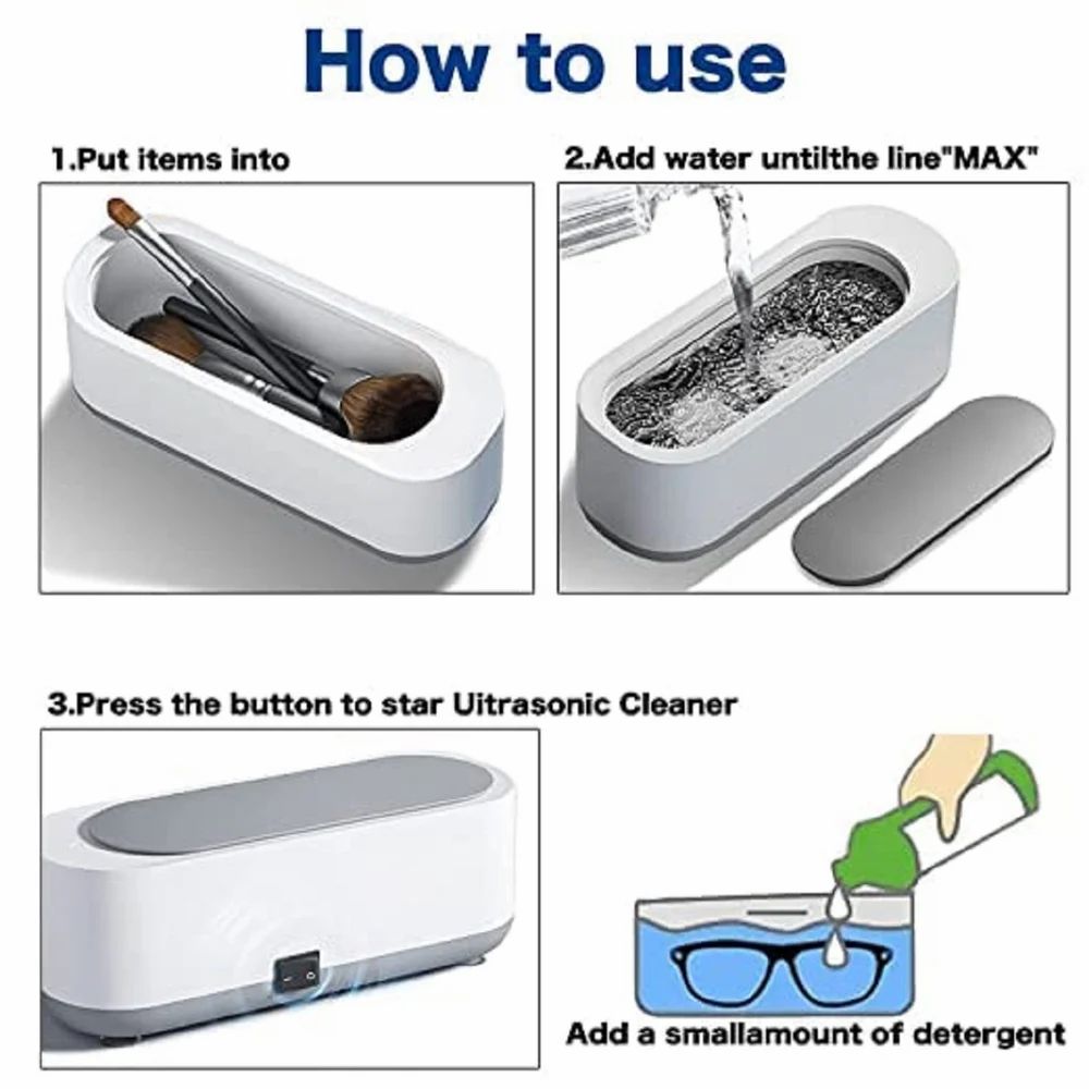 Mini Ultrasonic Jewelry Cleaner – Portable Sonic Cleaning Machine for Rings, Glasses & Coins