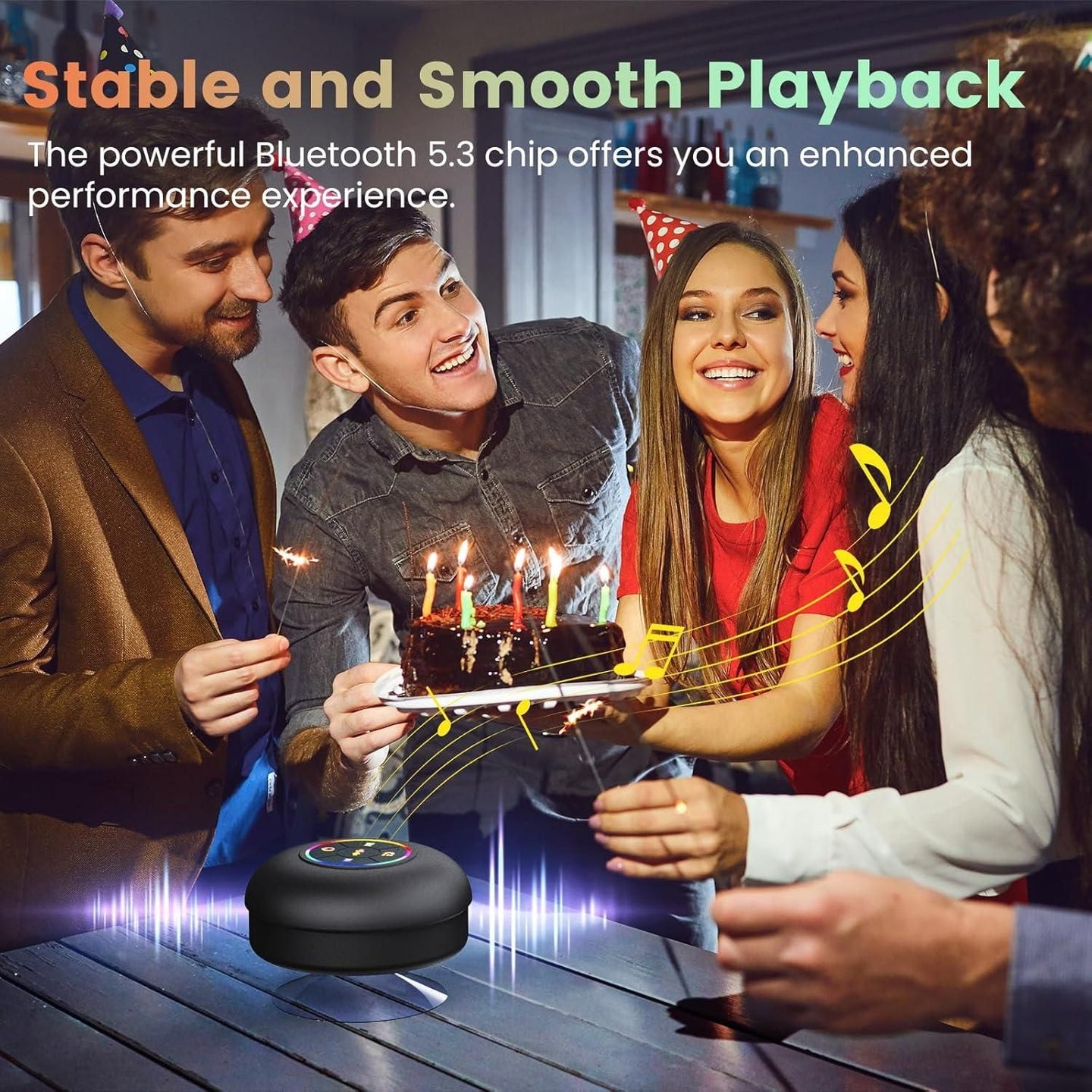 Portable Waterproof Bluetooth Shower Speaker with Suction Cup & Mic | Wireless Mini Speaker for Bathroom & Travel – Rechargeable & Splash-Proof