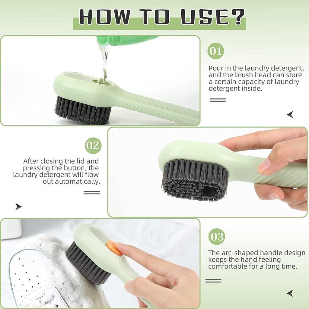 Soap Dispensing Shoe Brush with Handle – Effortless Scrubbing & Cleaning(Pack of 2)