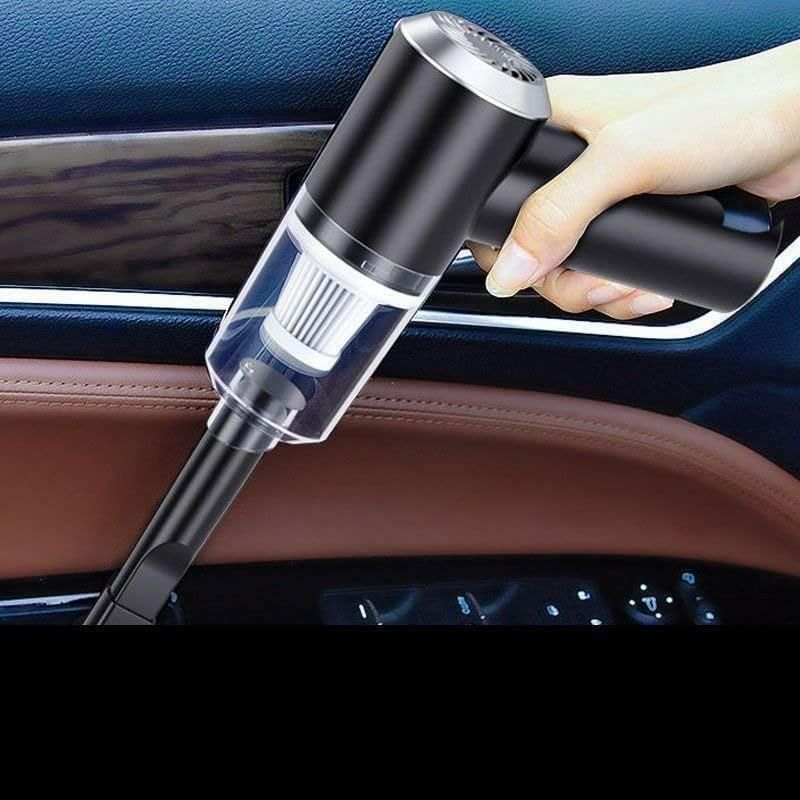 3-in-1 Portable Car Vacuum Cleaner with Inflator & Light – Rechargeable Mini Vacuum for Car & Home