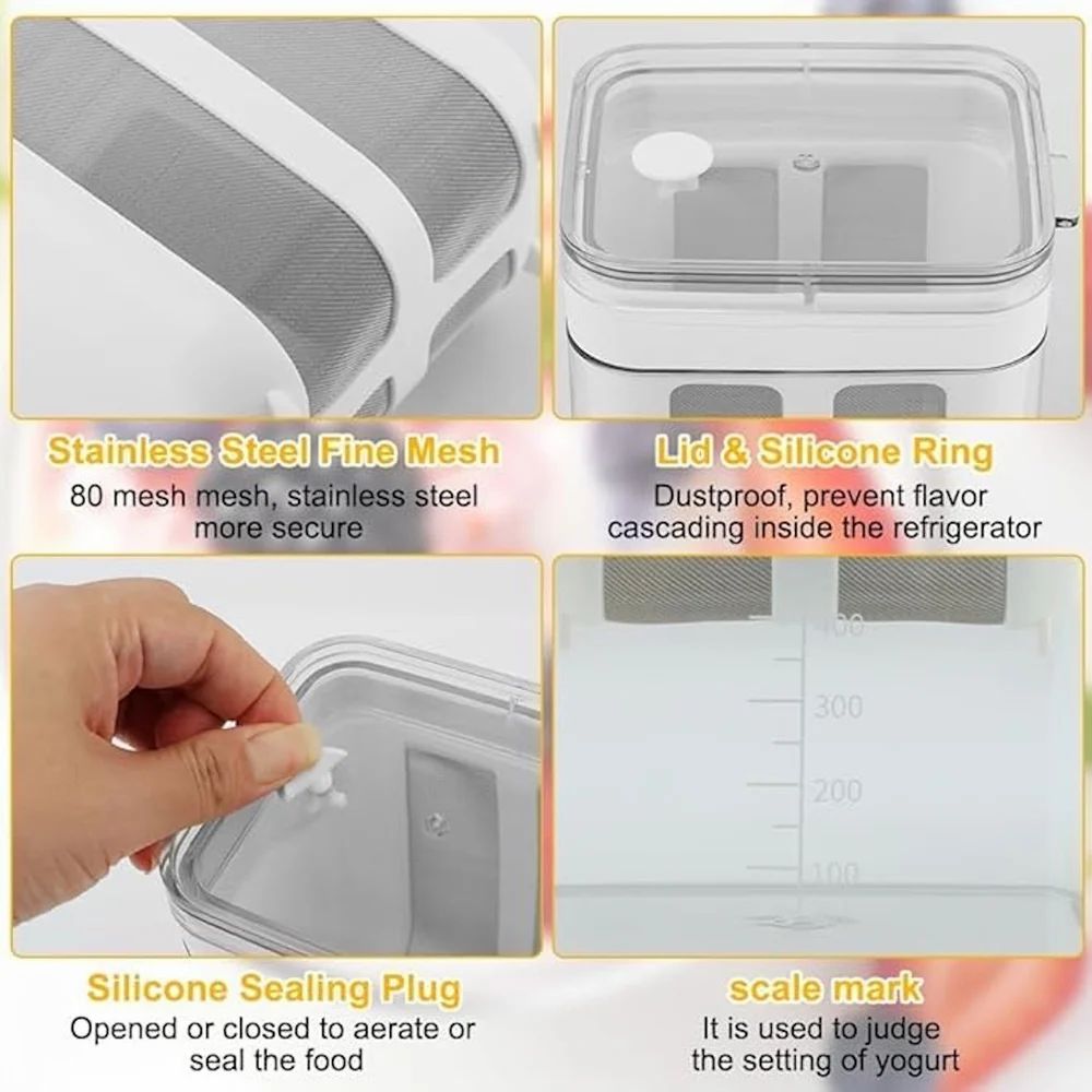 Greek Yogurt Strainer & Curd Maker,  1400ml Multi-Function Filter