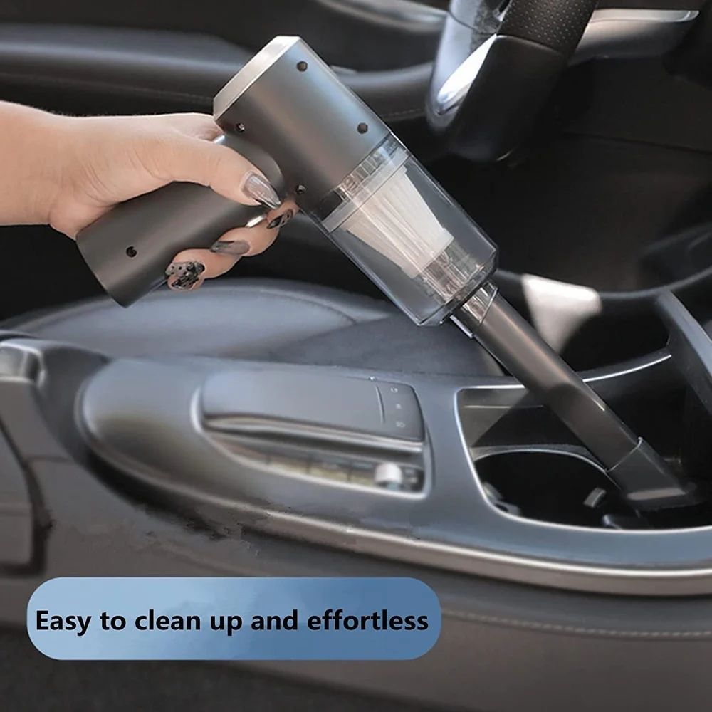 3-in-1 Portable Car Vacuum Cleaner with Inflator & Light – Rechargeable Mini Vacuum for Car & Home