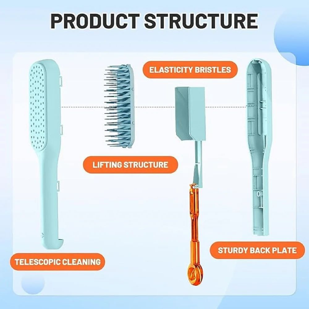 Self-Cleaning Hair Comb – One-Pull Clean Anti-Static Massage Detangler
