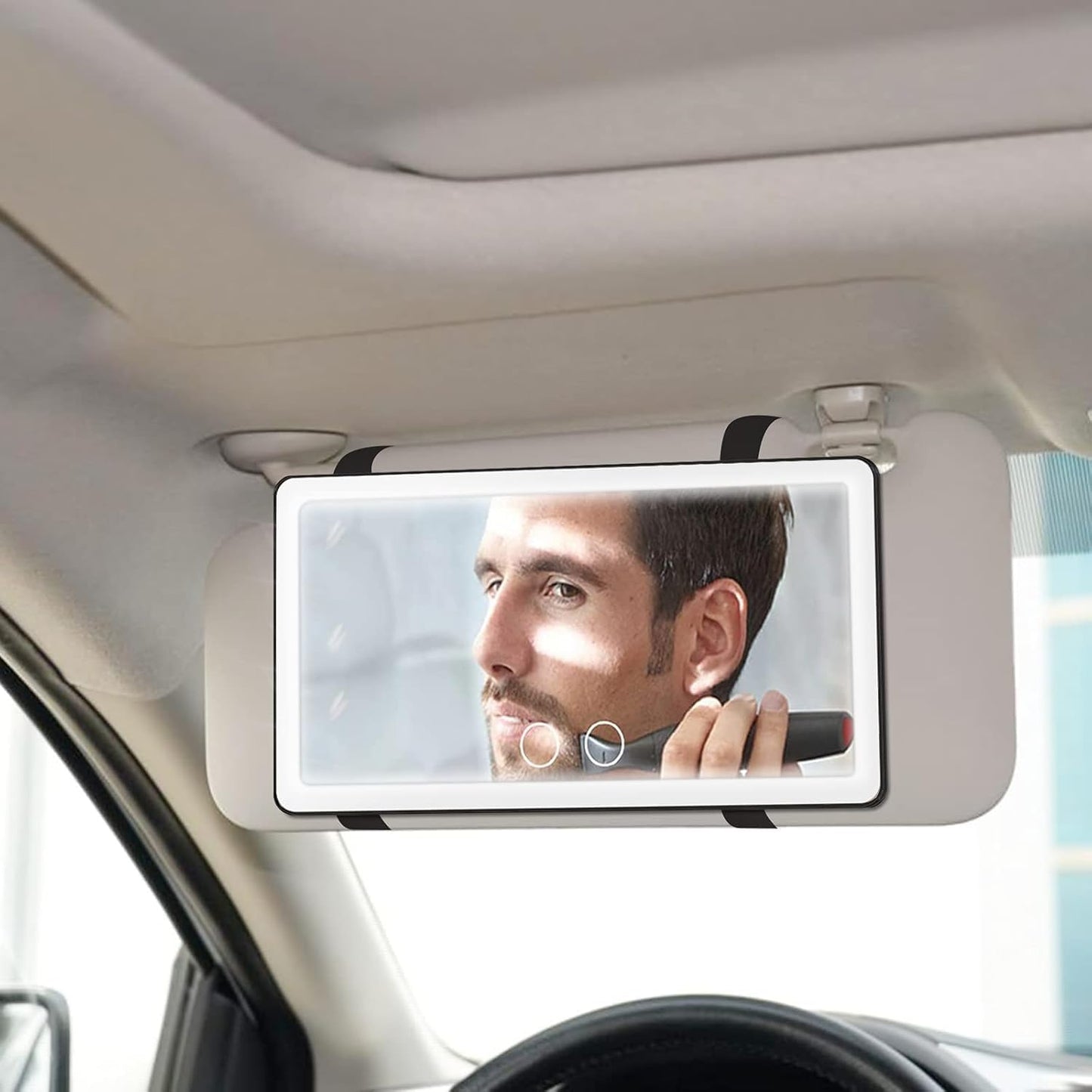 Rechargeable Car Visor Vanity Mirror with LED Lights – Touch Control