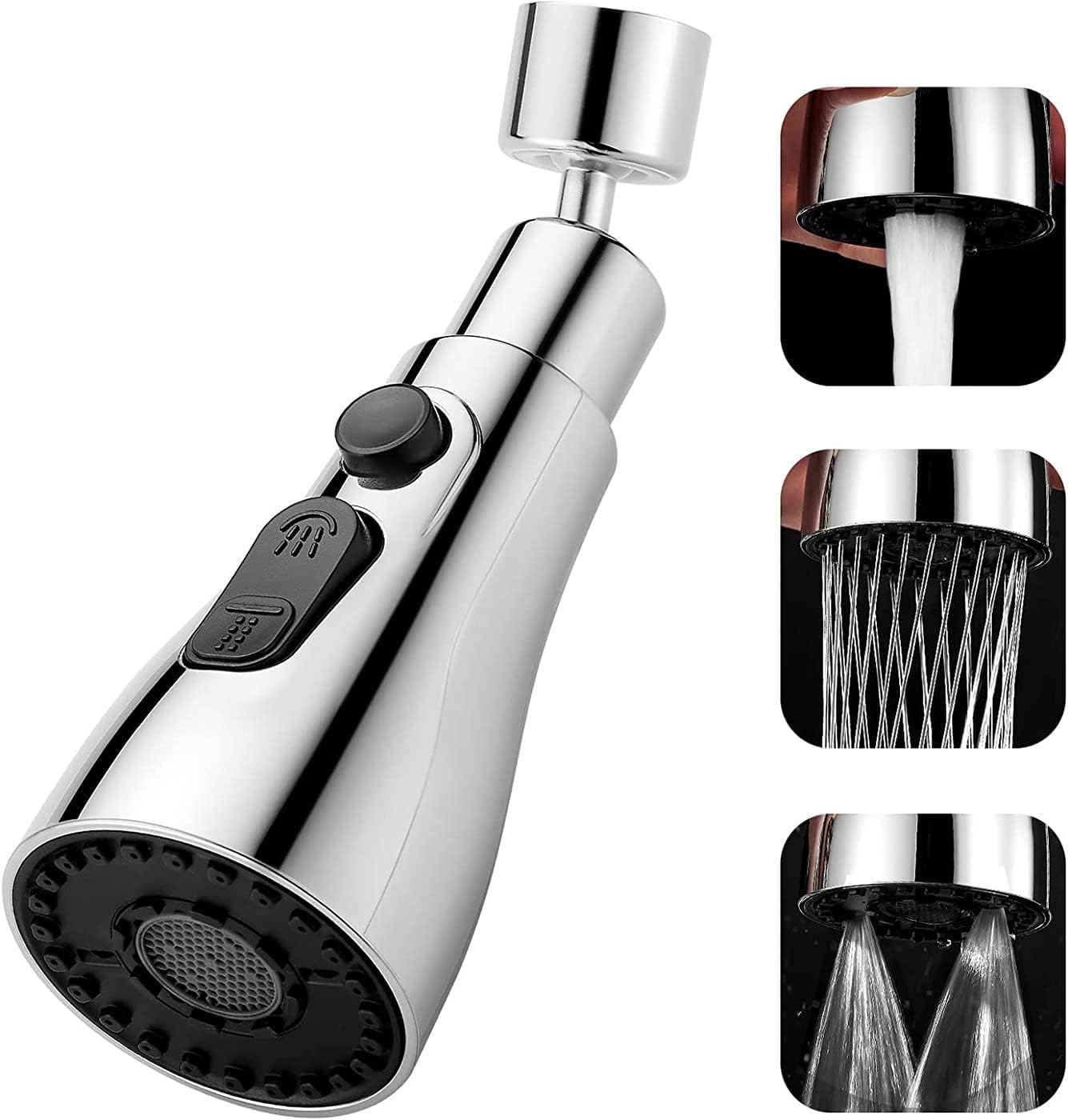 Adjustable 3-in-1 Kitchen Faucet Extender – 360° Swivel & Water-Saving Aerator