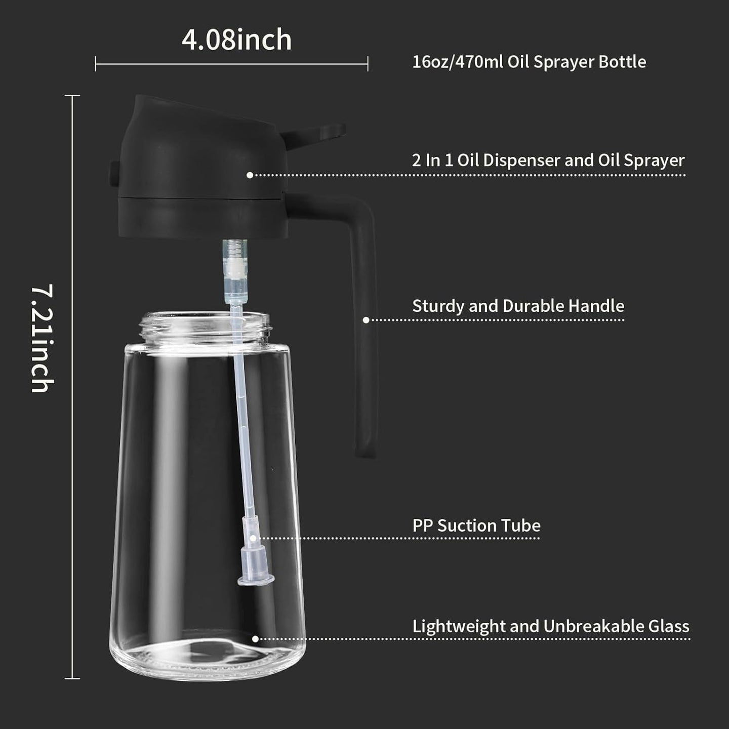2-in-1 Oil Dispenser & Sprayer Bottle 500 ML – Precision Pour & Mist Control