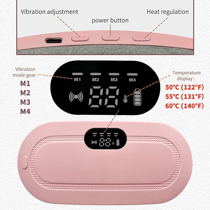 Menstrual Cramp Heating Belt – Cordless Pain Relief Device with LED Display, 3 Settings, Long Battery Life