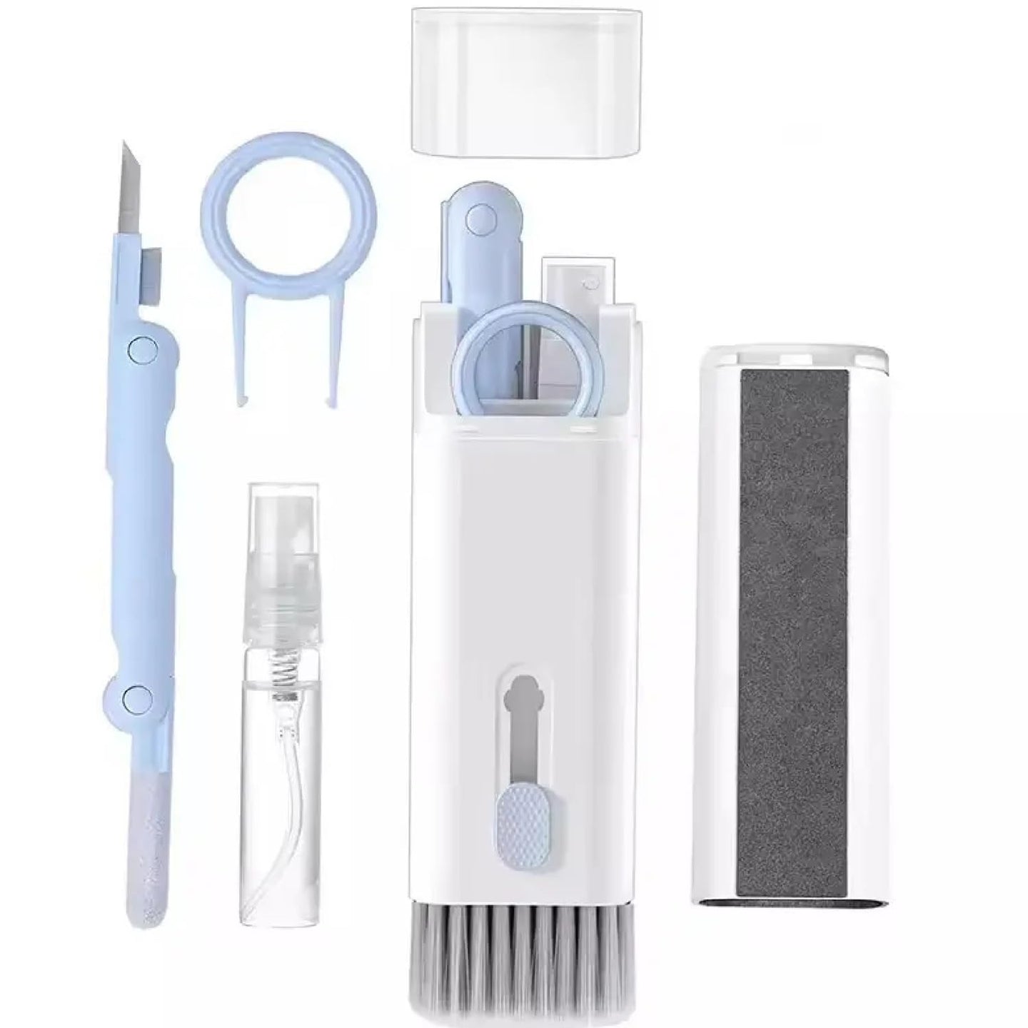 7 in 1 Electronics Cleaning Kit – Keyboard, Monitor, AirPods & More | Dust Brush, Cleaner Pen, Key Puller & Spray Bottle