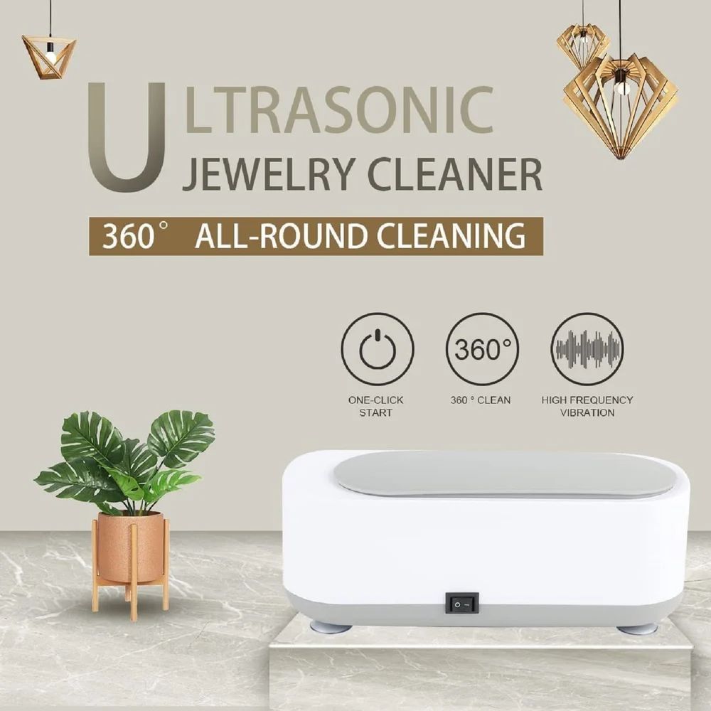 Mini Ultrasonic Jewelry Cleaner – Portable Sonic Cleaning Machine for Rings, Glasses & Coins