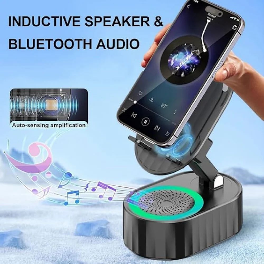 5-in-1 Induction Wireless Speaker with Phone Stand & RGB Light