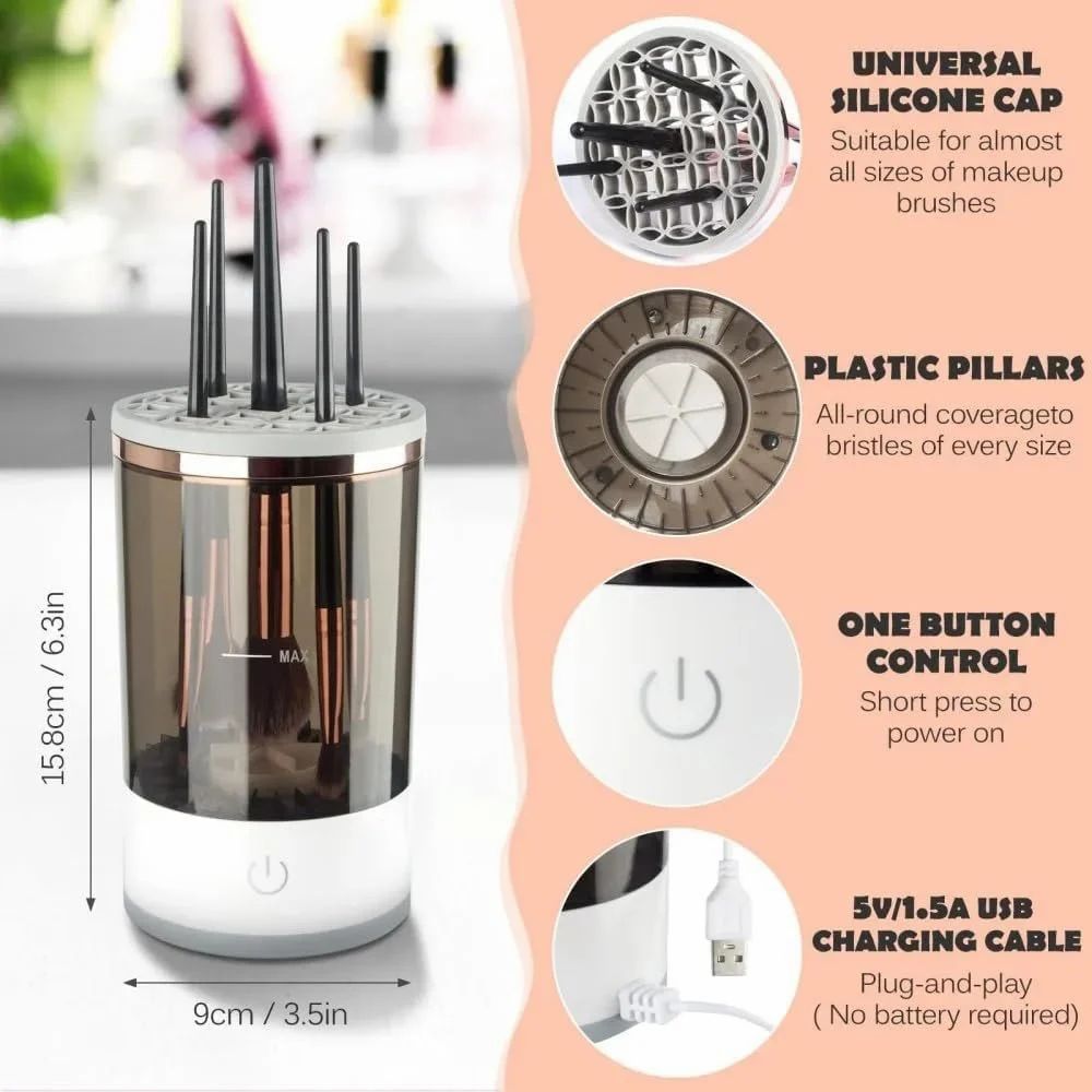 Make Up Brush Cleaner,Electric Brush Cleaner, USB Rechargeable Automatic Deep Cosmetic Cleaning Device