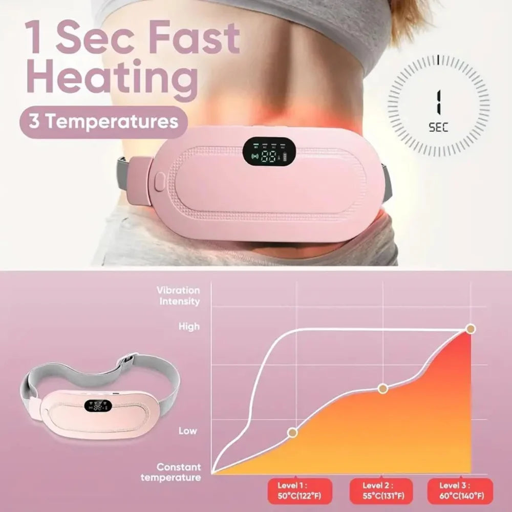 Menstrual Cramp Heating Belt – Cordless Pain Relief Device with LED Display, 3 Settings, Long Battery Life