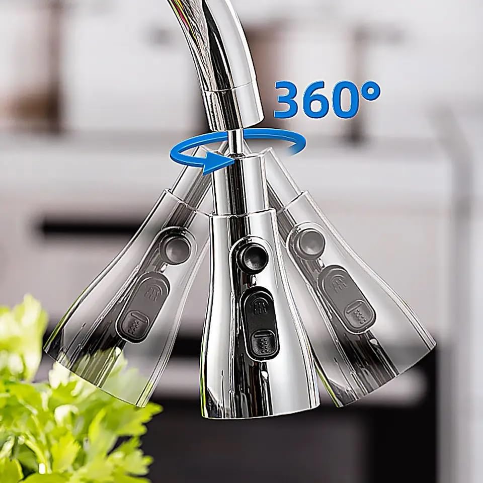 Adjustable 3-in-1 Kitchen Faucet Extender – 360° Swivel & Water-Saving Aerator