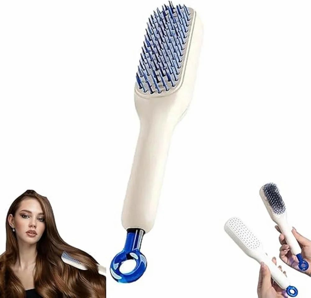 Self-Cleaning Hair Comb – One-Pull Clean Anti-Static Massage Detangler