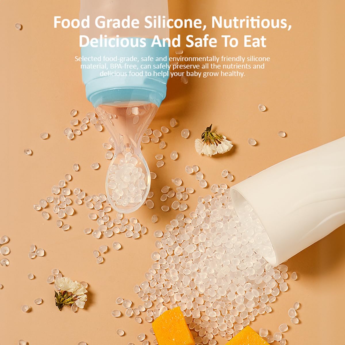 Silicone Baby Food Dispenser Spoon with Soft Squeeze Feeder