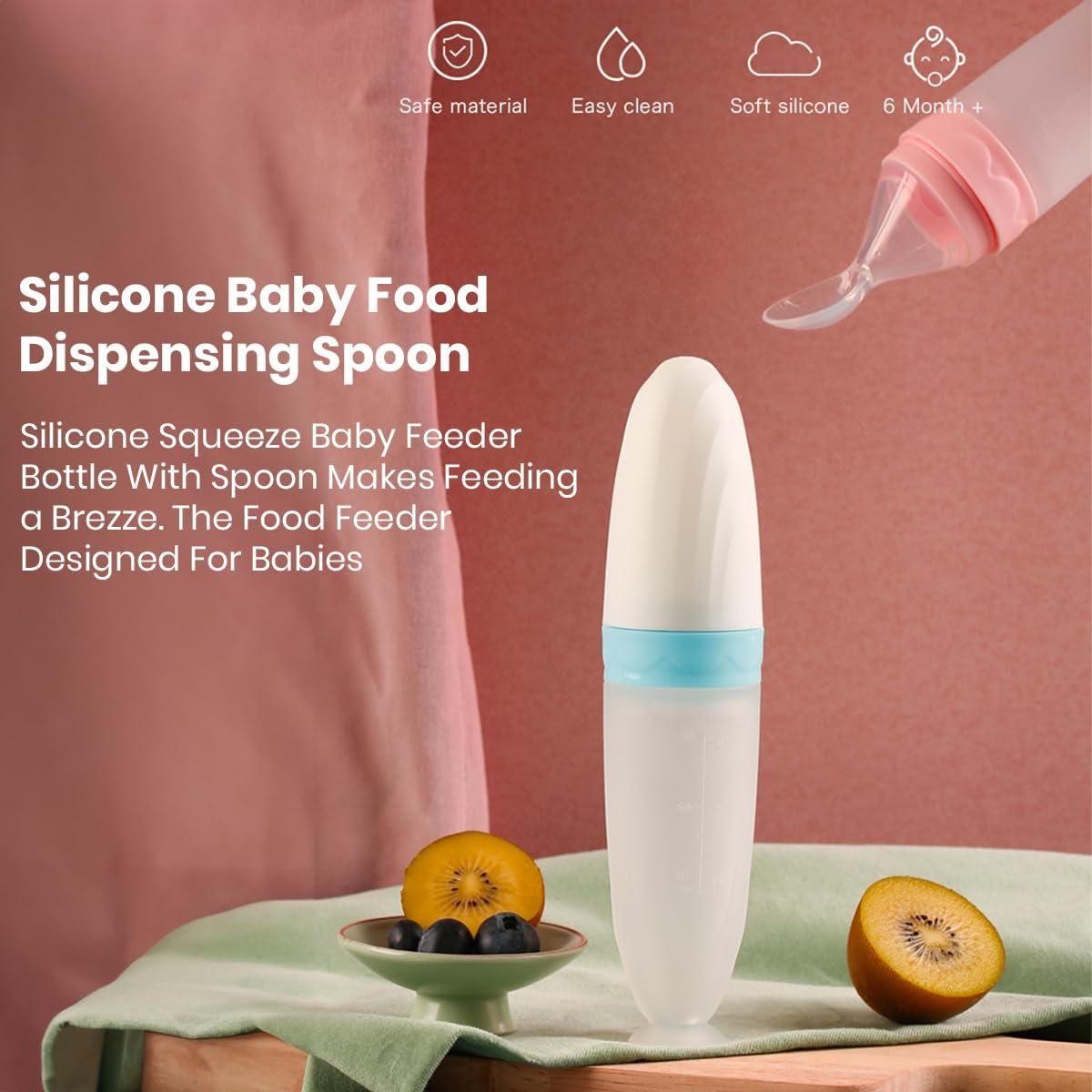 Silicone Baby Food Dispenser Spoon with Soft Squeeze Feeder
