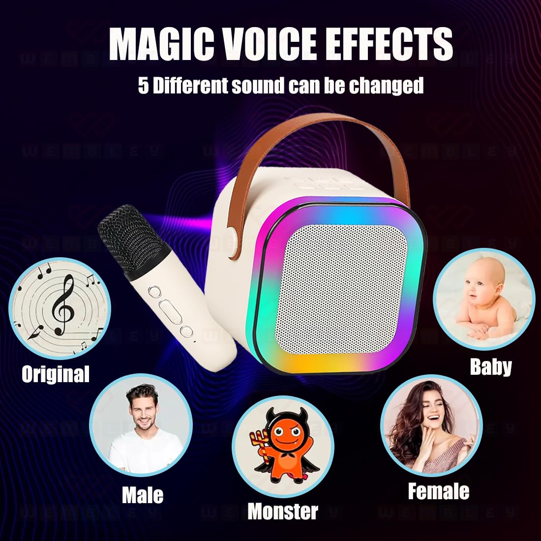 Wireless Bluetooth Karaoke Microphone | Rechargeable 3-in-1 Mic with Speaker & Echo Effects