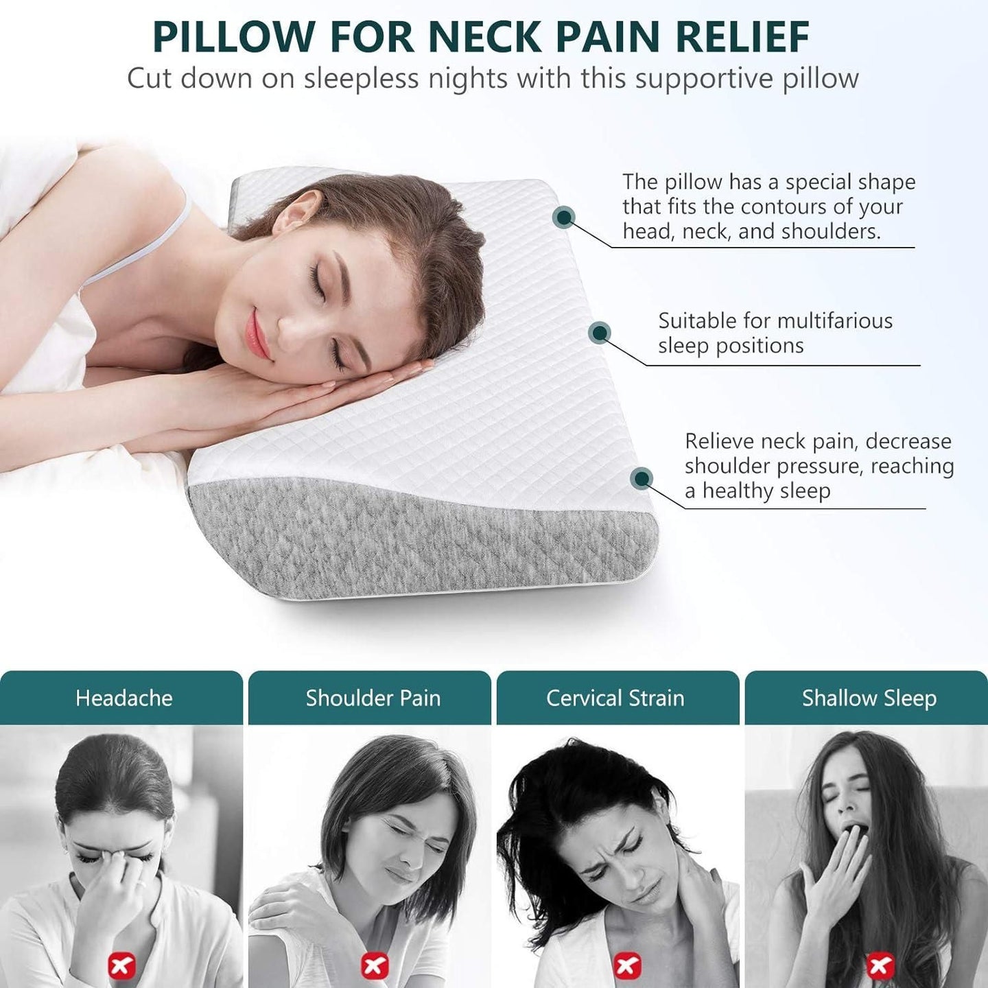 Ergonomic Memory Foam Pillow for Neck & Back Support
