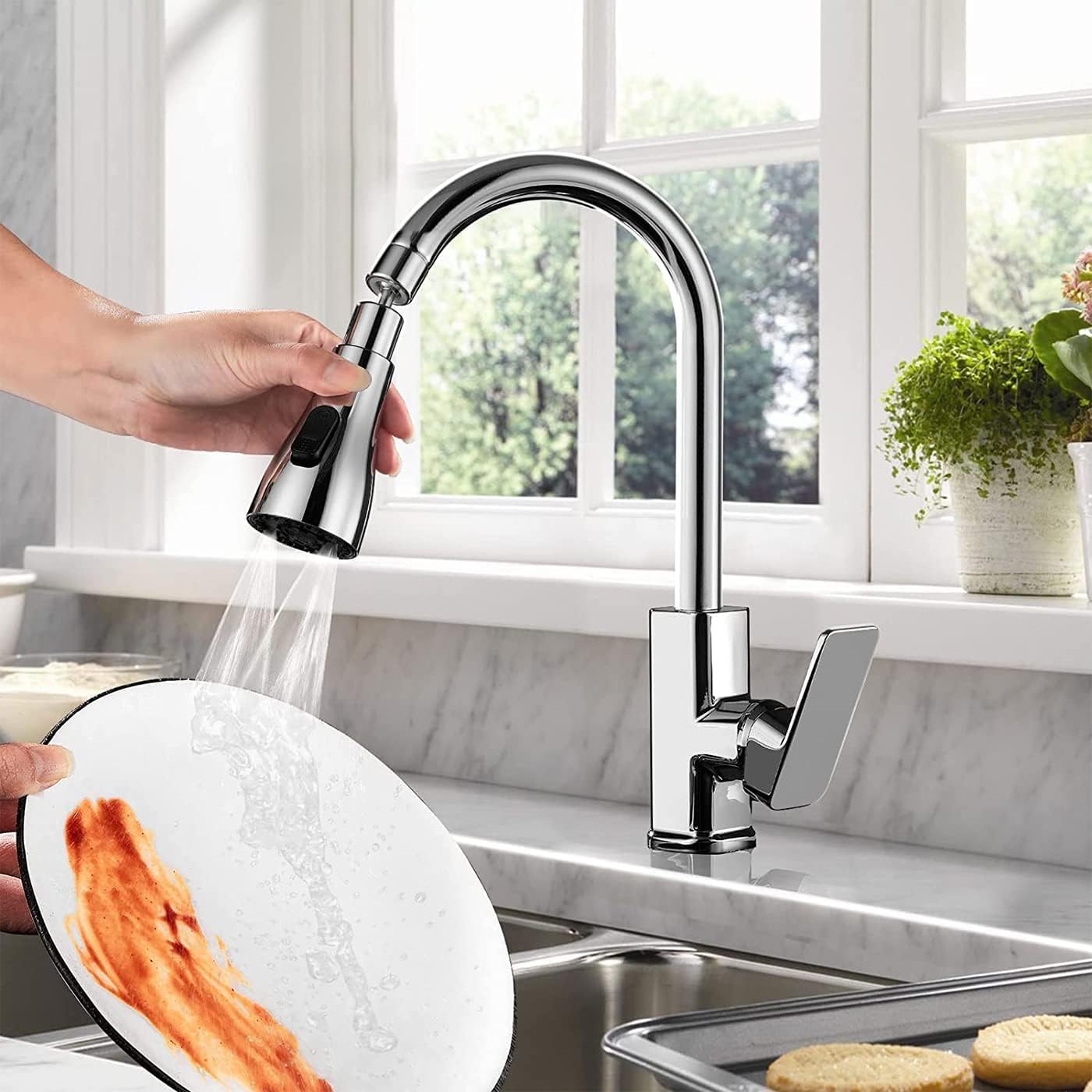 Adjustable 3-in-1 Kitchen Faucet Extender – 360° Swivel & Water-Saving Aerator