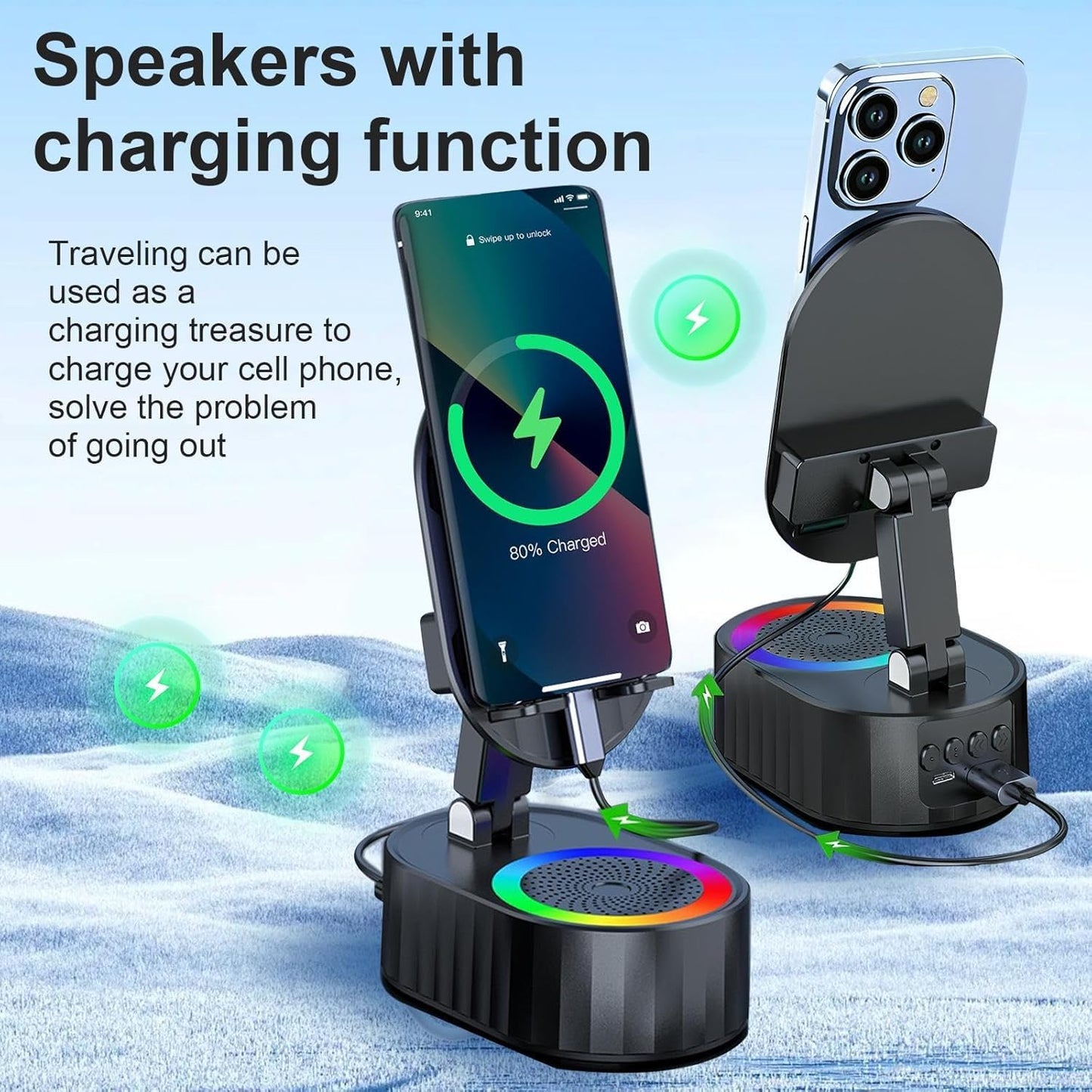 5-in-1 Induction Wireless Speaker with Phone Stand & RGB Light