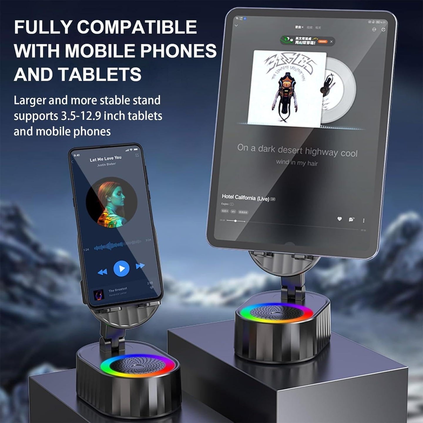 5-in-1 Induction Wireless Speaker with Phone Stand & RGB Light