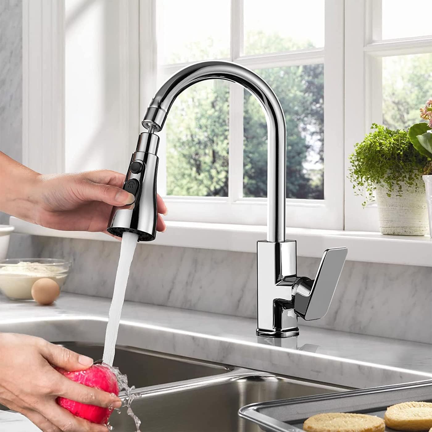 Adjustable 3-in-1 Kitchen Faucet Extender – 360° Swivel & Water-Saving Aerator