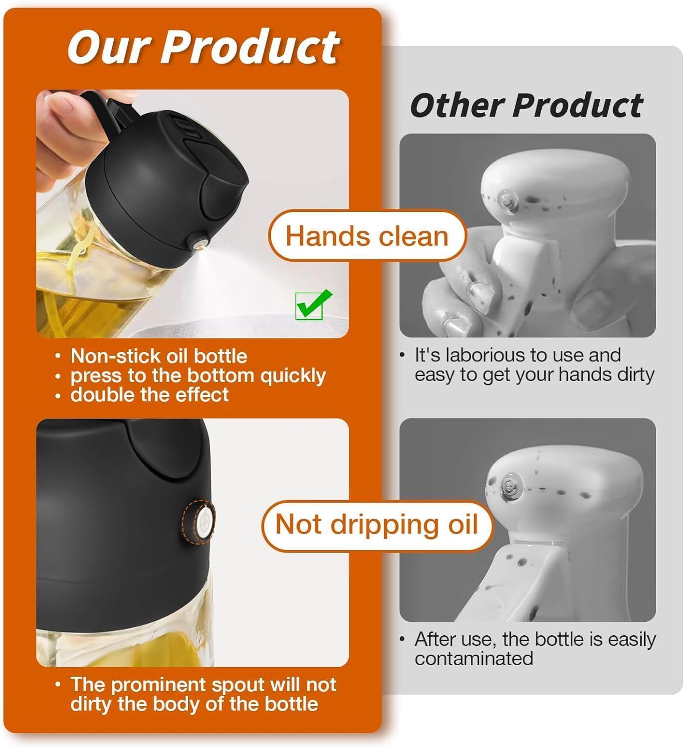 2-in-1 Oil Dispenser & Sprayer Bottle 500 ML – Precision Pour & Mist Control