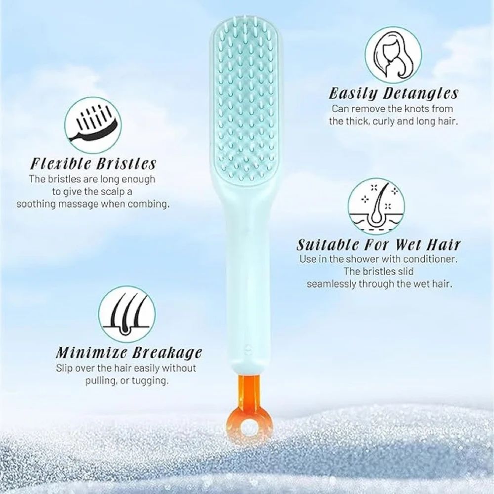 Self-Cleaning Hair Comb – One-Pull Clean Anti-Static Massage Detangler