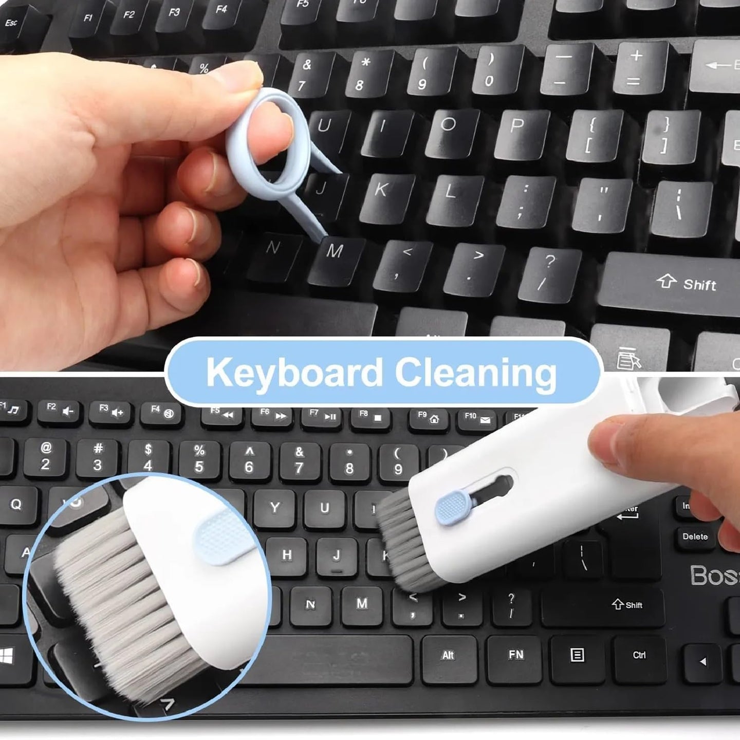 7 in 1 Electronics Cleaning Kit – Keyboard, Monitor, AirPods & More | Dust Brush, Cleaner Pen, Key Puller & Spray Bottle