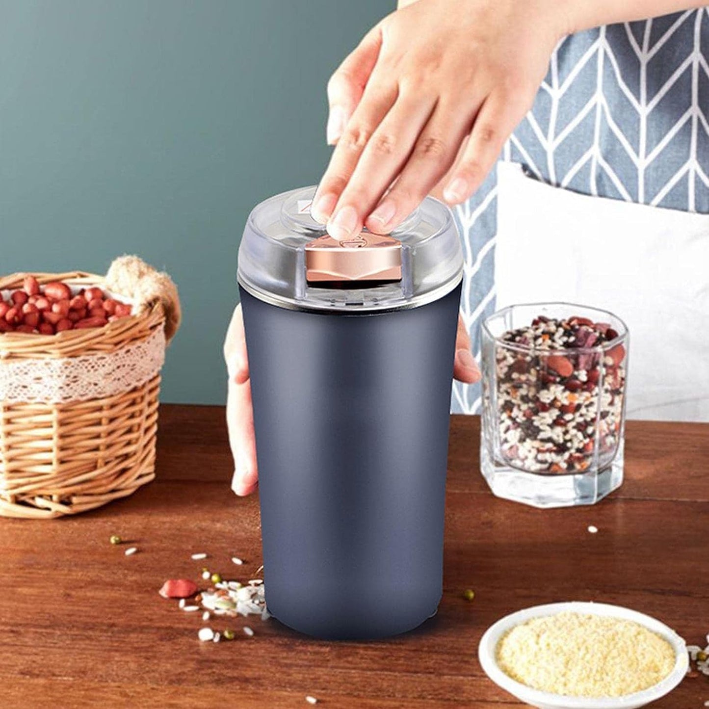 Portable Electric Coffee & Spice Grinder – Stainless Steel, USB Rechargeable