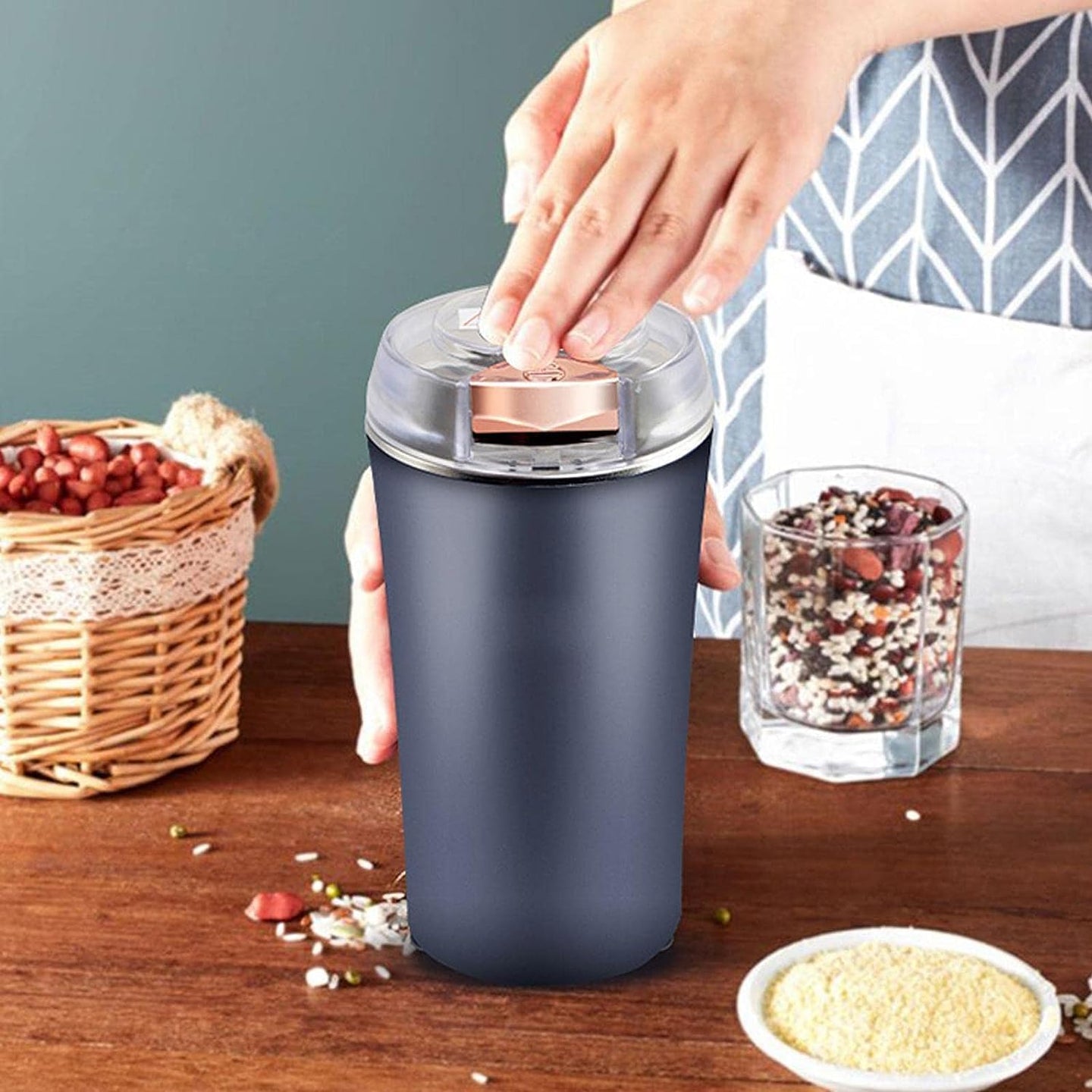 Portable Electric Coffee & Spice Grinder – Stainless Steel, USB Rechargeable