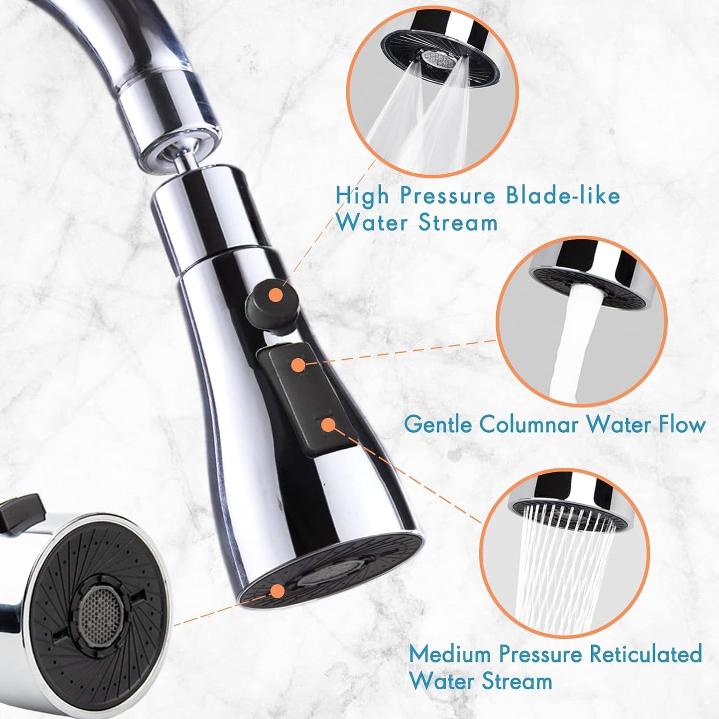 Adjustable 3-in-1 Kitchen Faucet Extender – 360° Swivel & Water-Saving Aerator
