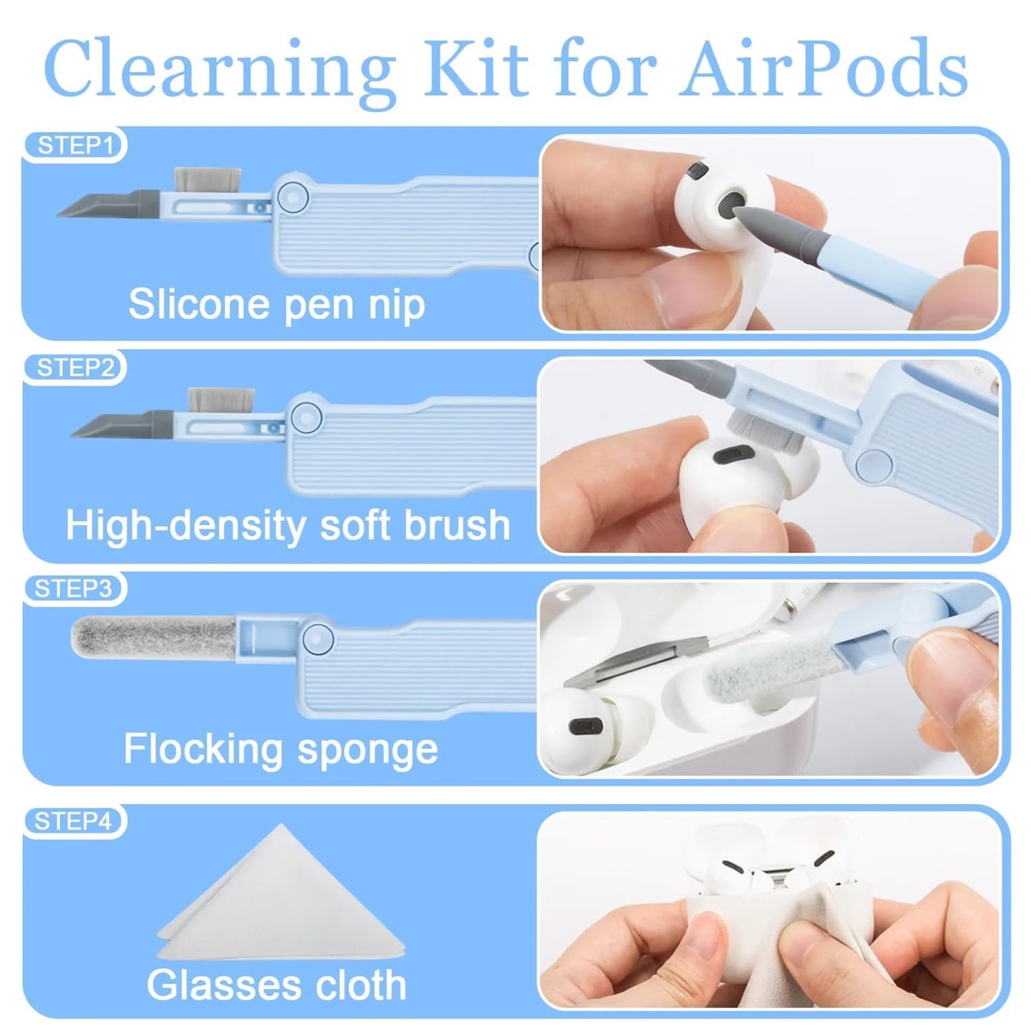 7 in 1 Electronics Cleaning Kit – Keyboard, Monitor, AirPods & More | Dust Brush, Cleaner Pen, Key Puller & Spray Bottle
