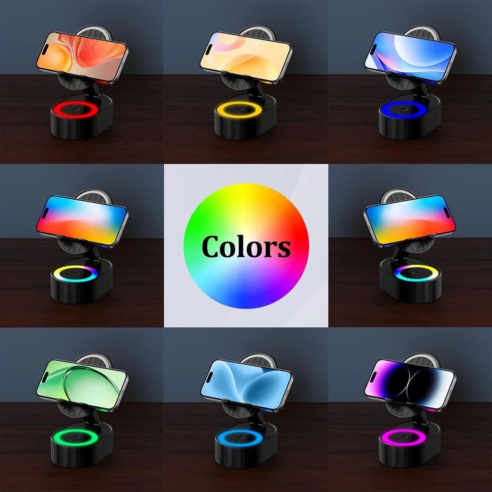 5-in-1 Induction Wireless Speaker with Phone Stand & RGB Light